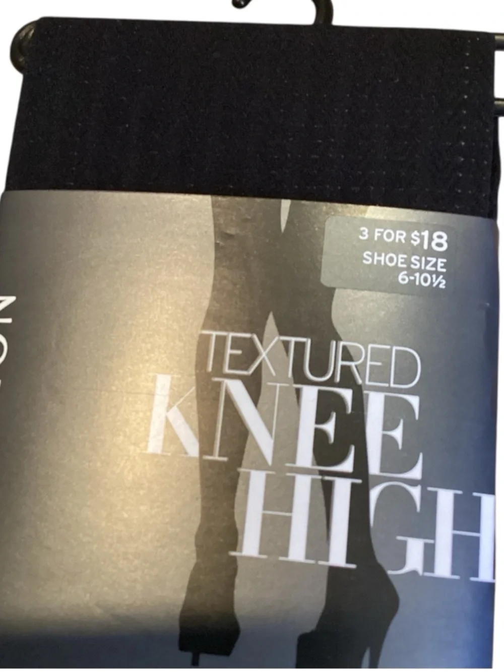Nordstrom Black Chevron Textured Knee‎ High Stockings Fits 6-10.5 NEW